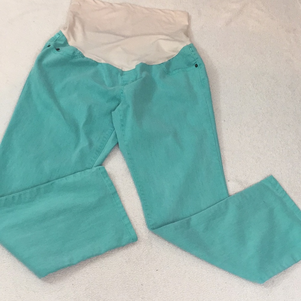 Liz Lange Full Belly Panel Straight Leg Maternity Jeans Size 10 Mint